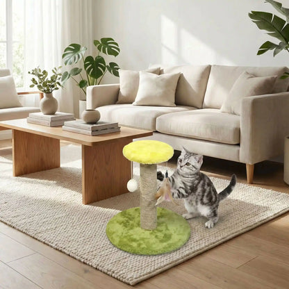 chat tigre grattoir pour chat gris plumes salon