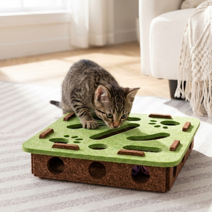 deux chats et balle colorée jouant avec leur jouet pour chat