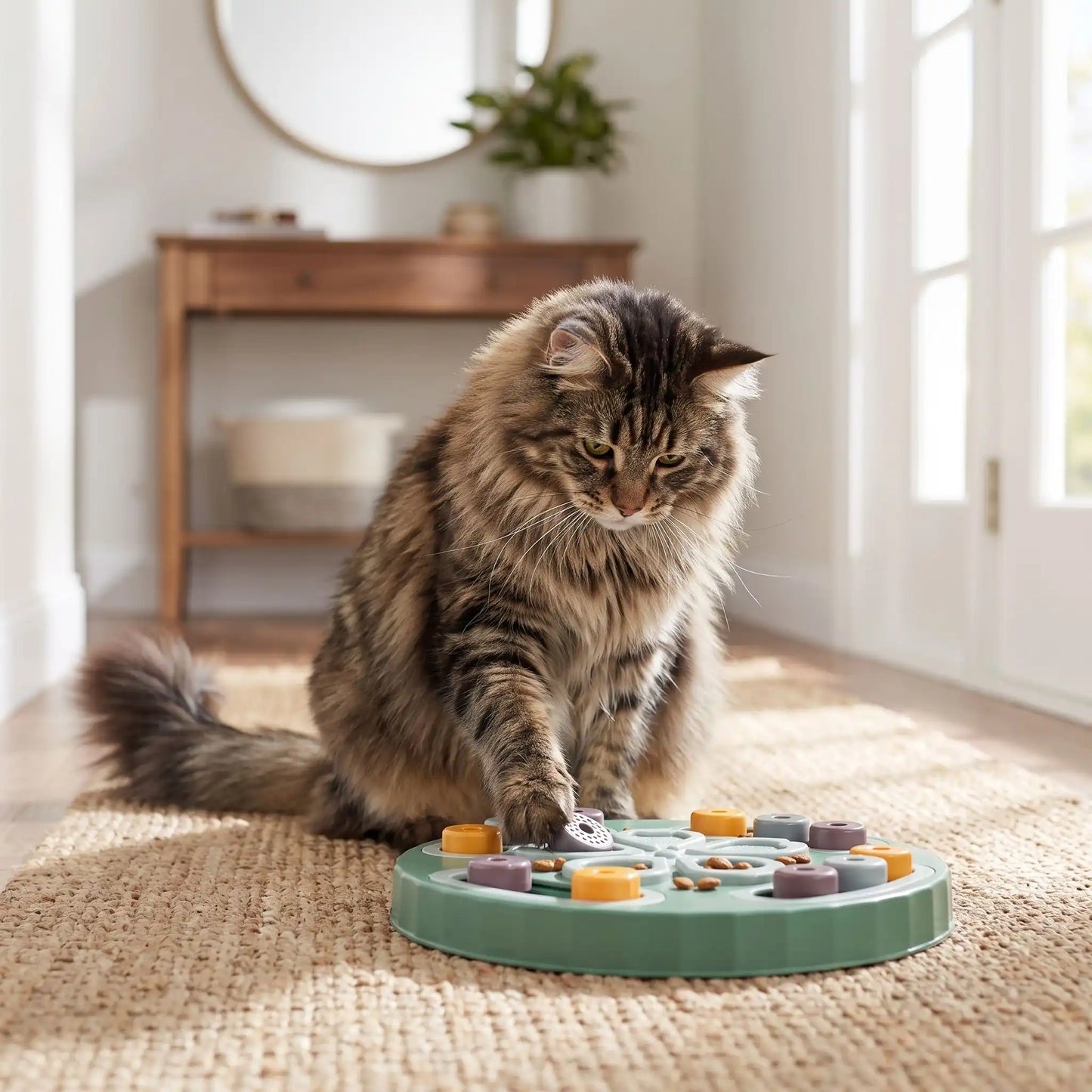Jouet pour chat interactif avec chat brun curieux