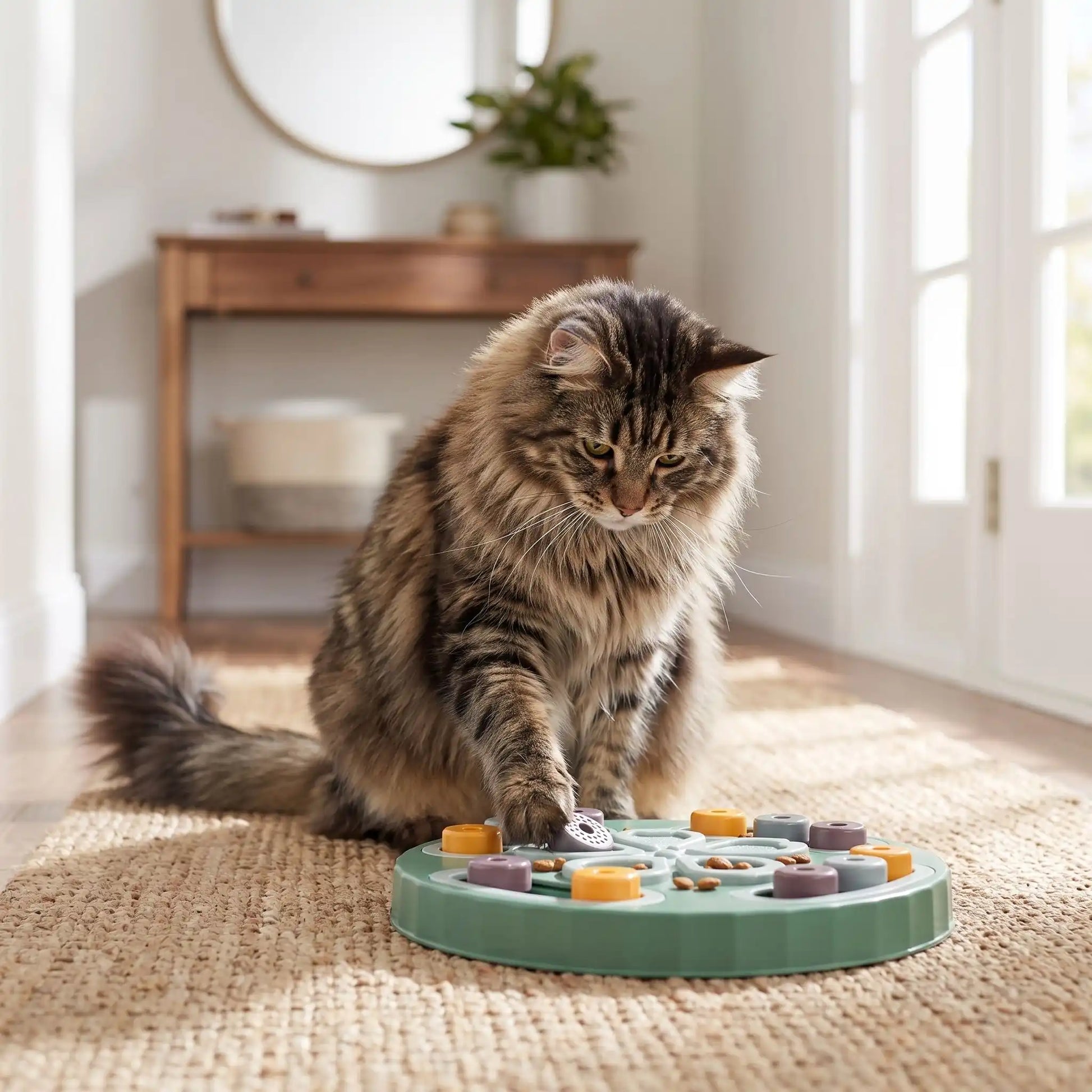 Jouet pour chat interactif avec chat brun curieux
