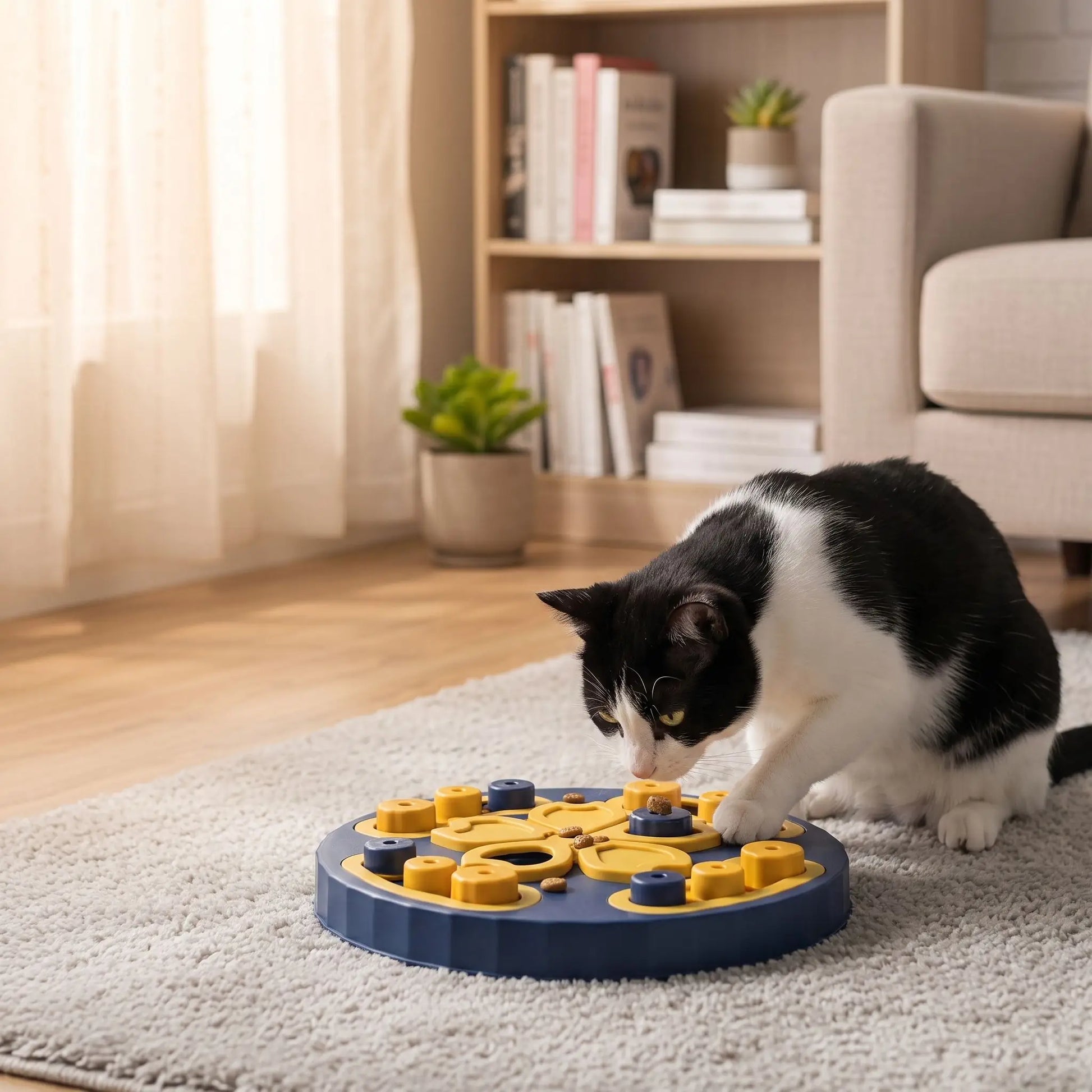 Jouet pour chat interactif avec chat noir et blanc