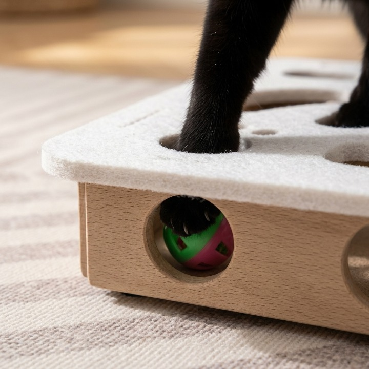 patte de chat noir dans son jouet pour chat